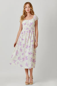 Purple Floral Print Dress