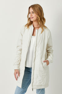 Ivory Quilted Long Jacket