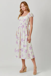 Purple Floral Print Dress