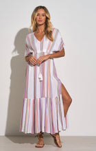 Load image into Gallery viewer, White Multi Stripe V-Neck Maxi Dress
